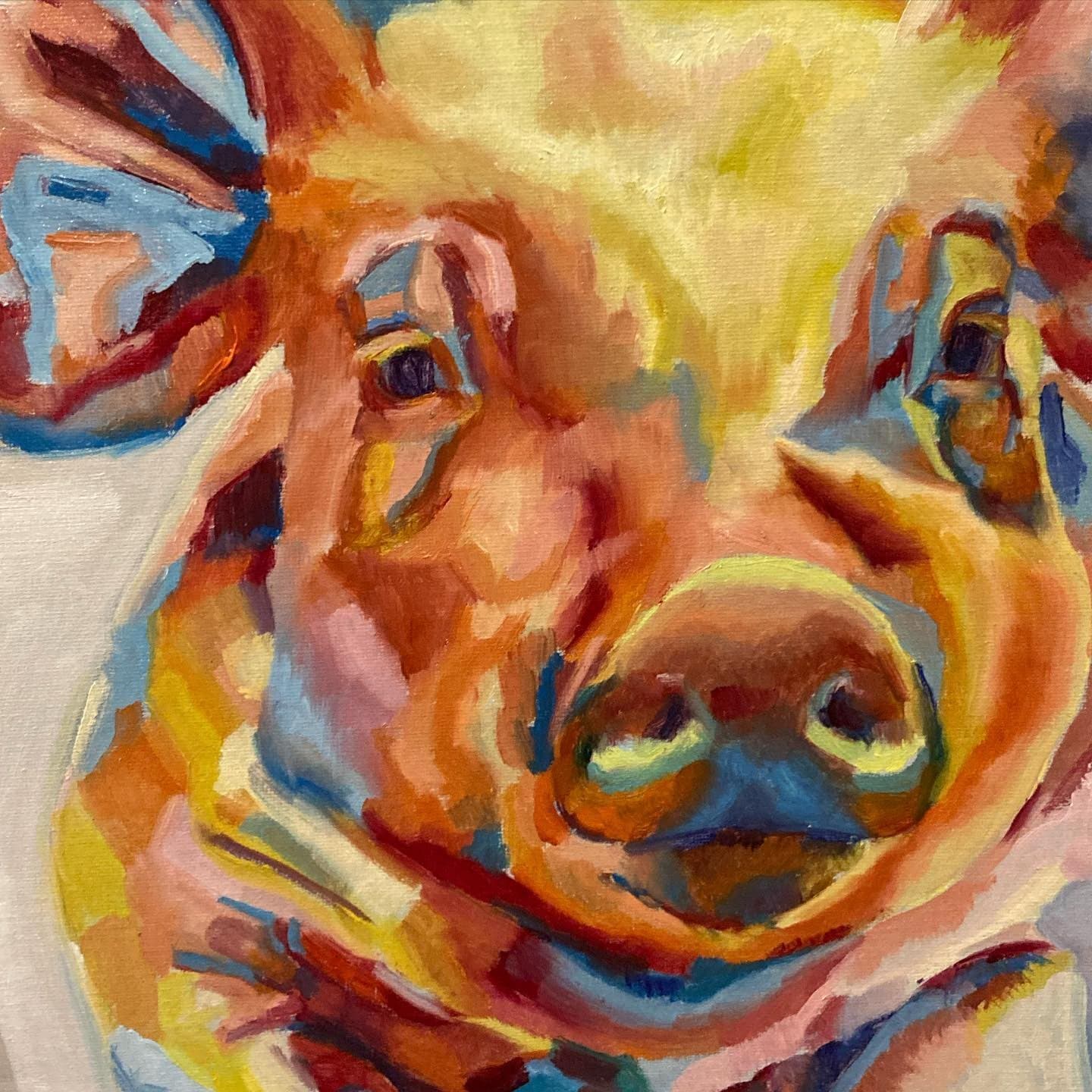 Happy pig — original painting by Ella Wright