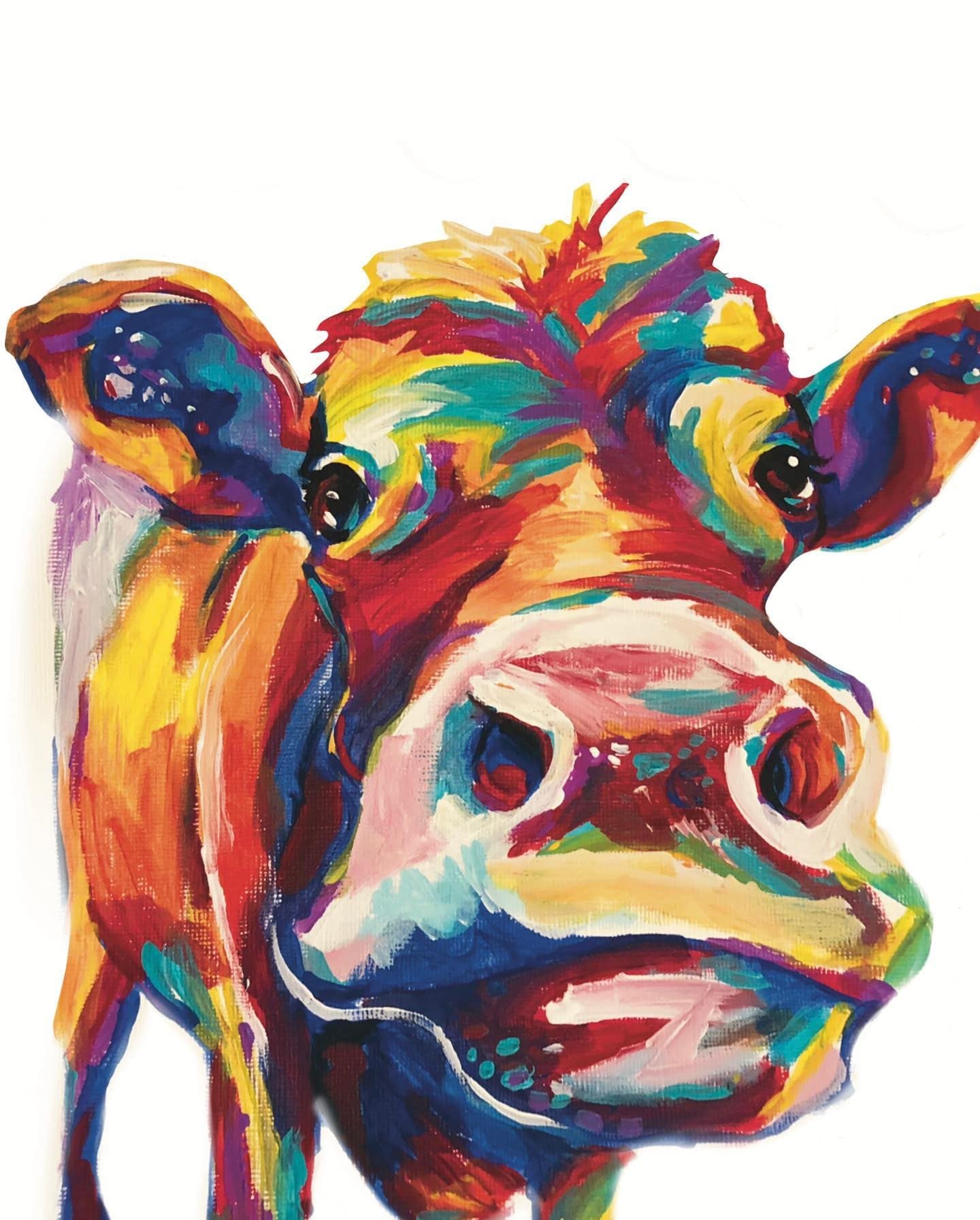 Rainbow Cow — original painting by Ella Wright