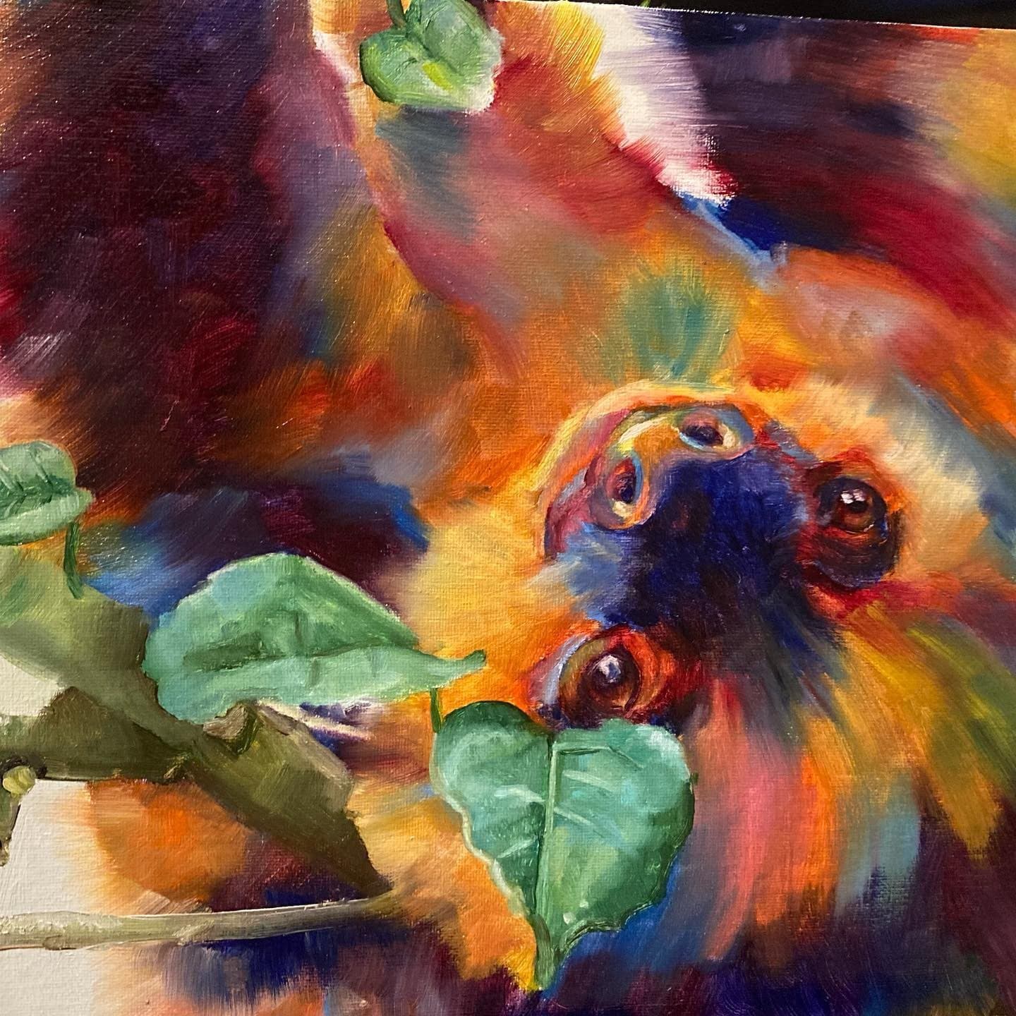 Rainbow Sloth — original painting by Ella Wright