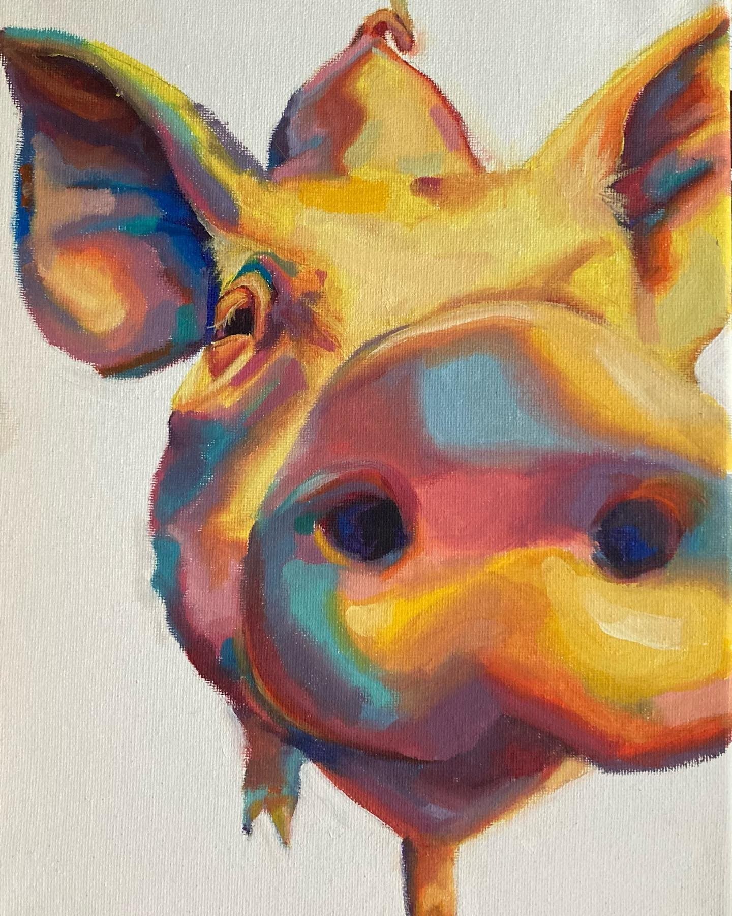 Prying Piglet — original painting by Ella Wright